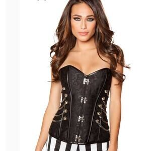 Steampunk Gothic Vintage Corset Top Bustier Lingerie w front clasp size medium